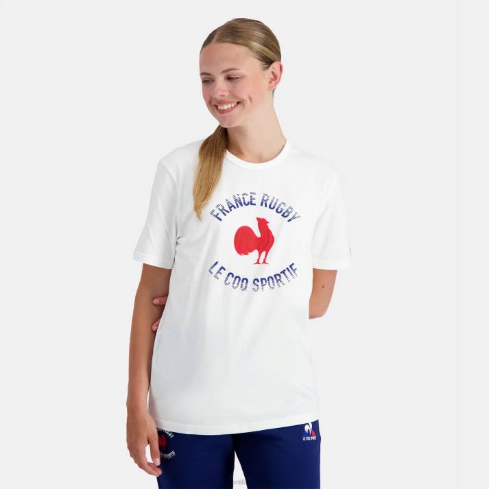 ropa XFVP169 hombres Le Coq Sportif camiseta - francia rugby blanco