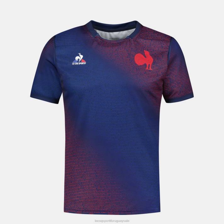 ropa XFVP173 hombres Le Coq Sportif camiseta prepartido - xv de france azul