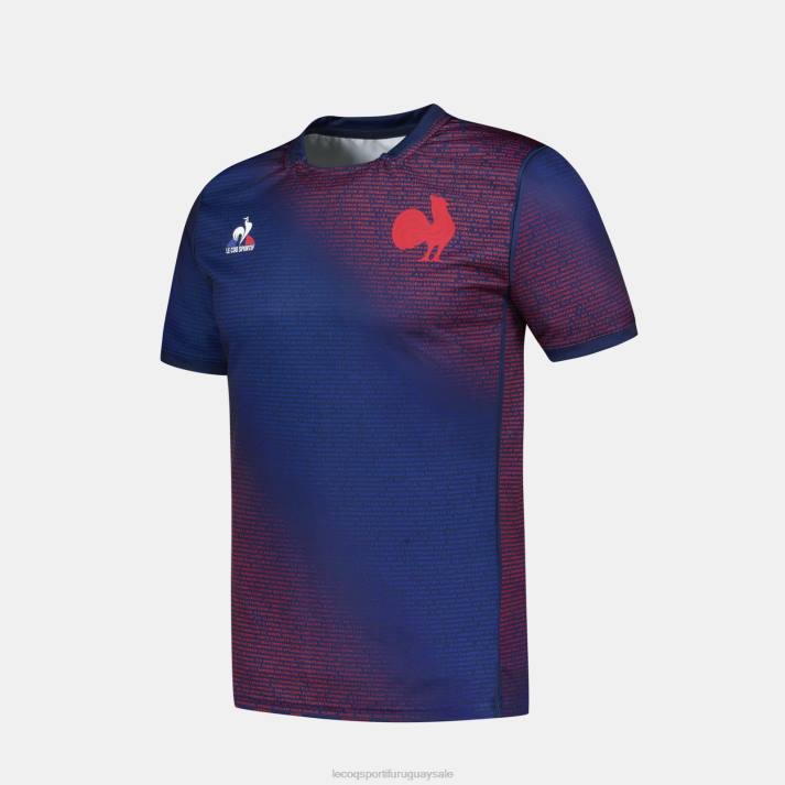 ropa XFVP173 hombres Le Coq Sportif camiseta prepartido - xv de france azul