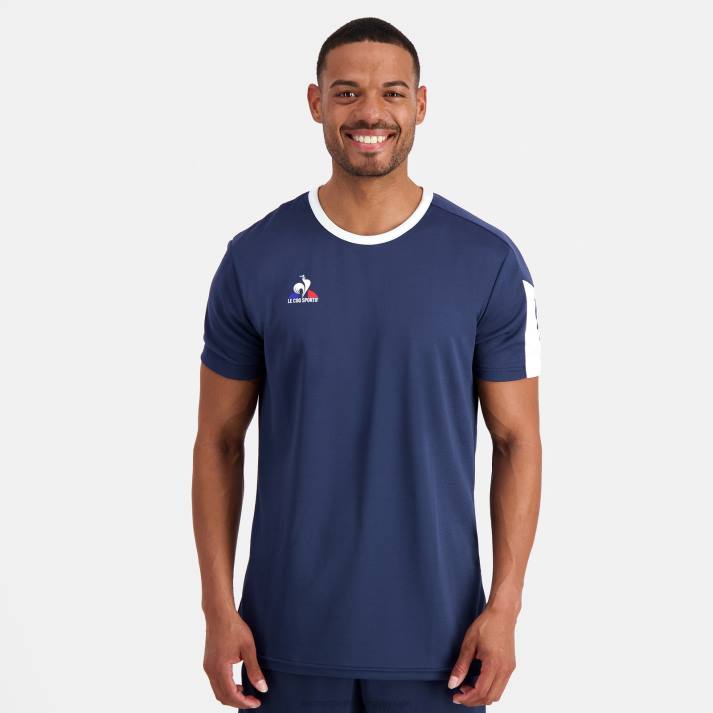 ropa XFVP187 hombres Le Coq Sportif camiseta azul