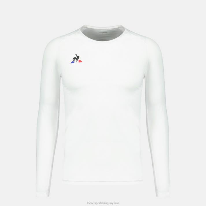 ropa XFVP197 hombres Le Coq Sportif camiseta manga larga blanca