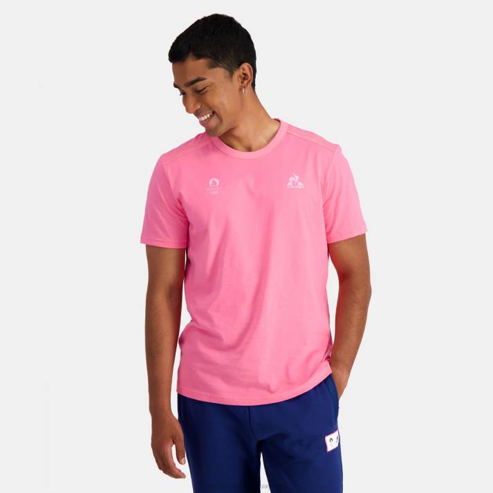 ropa XFVP204 hombres Le Coq Sportif camiseta rosa