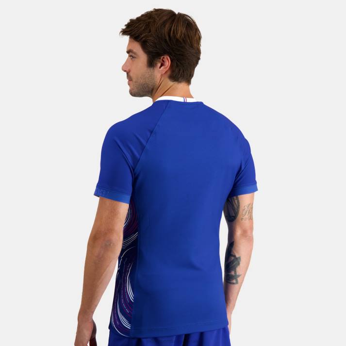 ropa XFVP475 hombres Le Coq Sportif replica camiseta rugby 7 - equipe de france azul