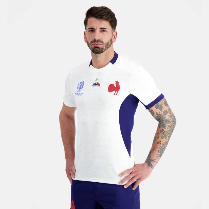 ropa XFVP693 hombres Le Coq Sportif réplica camiseta xv de france - copa del mundo de rugby 2023 blanco
