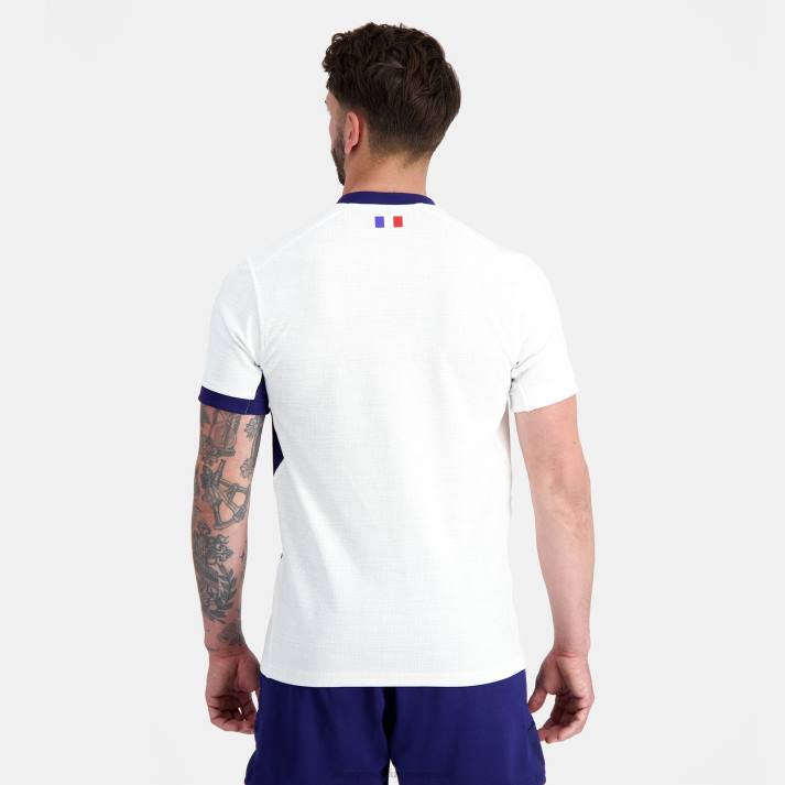ropa XFVP693 hombres Le Coq Sportif réplica camiseta xv de france - copa del mundo de rugby 2023 blanco