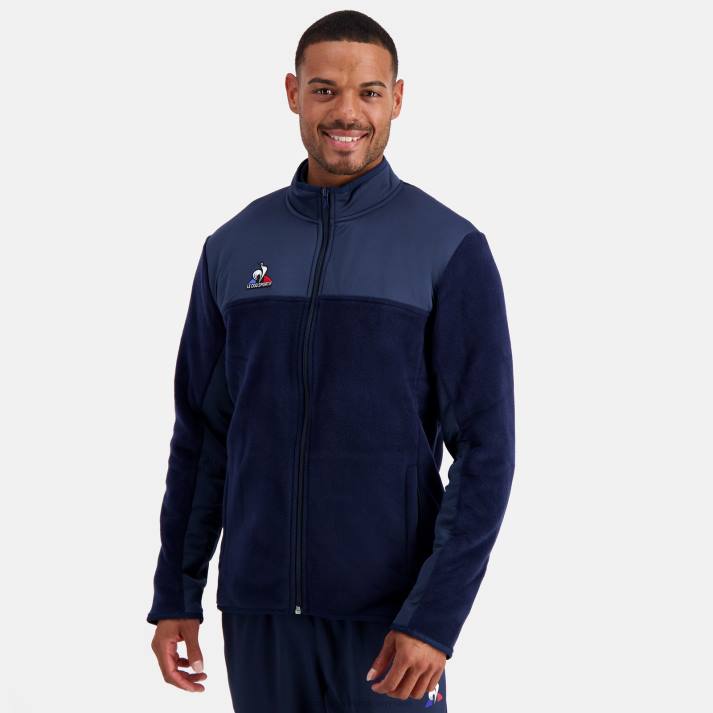 ropa XFVP122 hombres Le Coq Sportif chaqueta polar azul