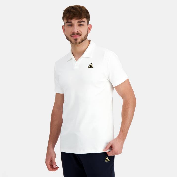 ropa XFVP128 hombres Le Coq Sportif polo de algodon blanco