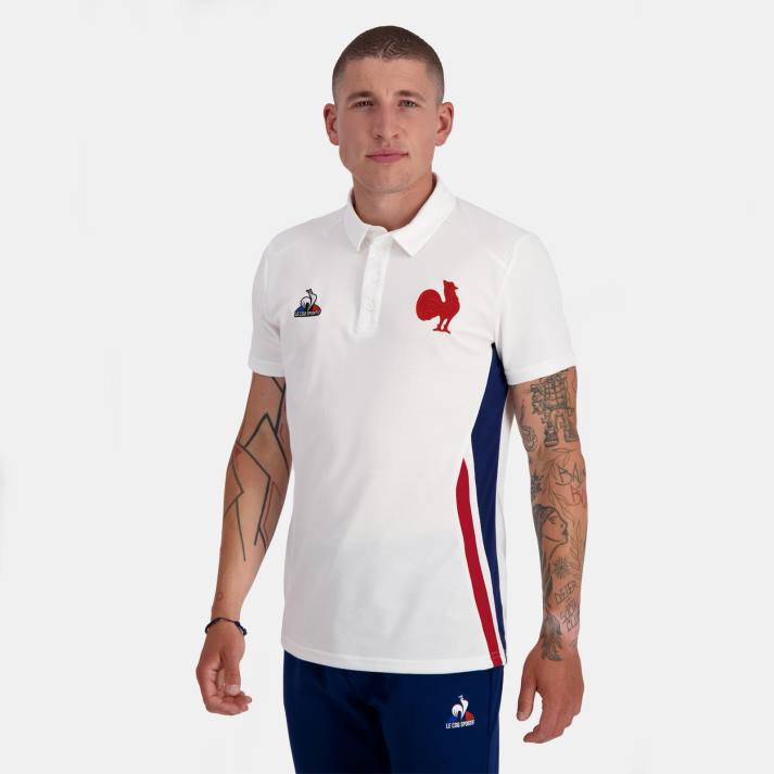 ropa XFVP137 hombres Le Coq Sportif polo blanco
