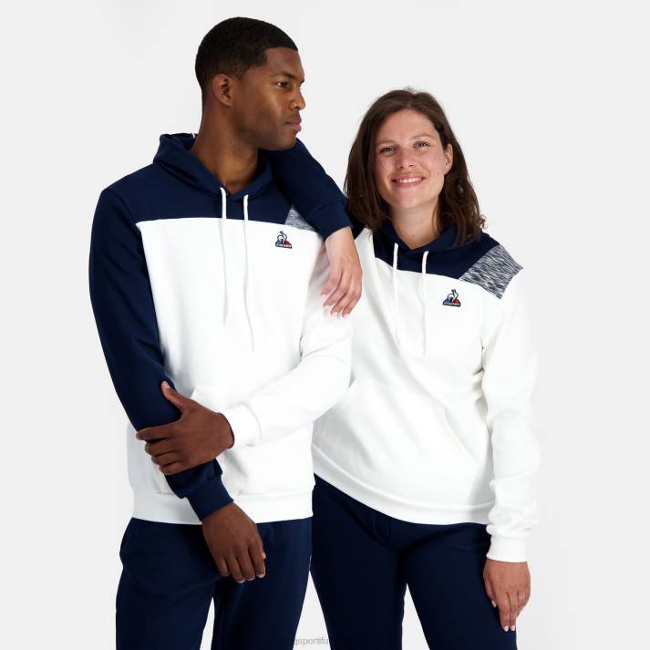ropa XFVP20 hombres Le Coq Sportif sudadera con capucha blanca
