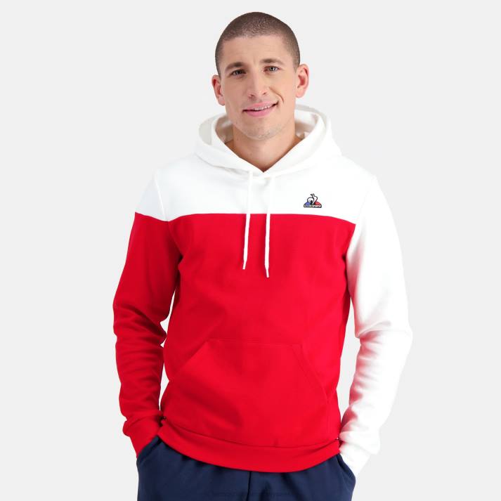 ropa XFVP435 hombres Le Coq Sportif sudadera con capucha roja