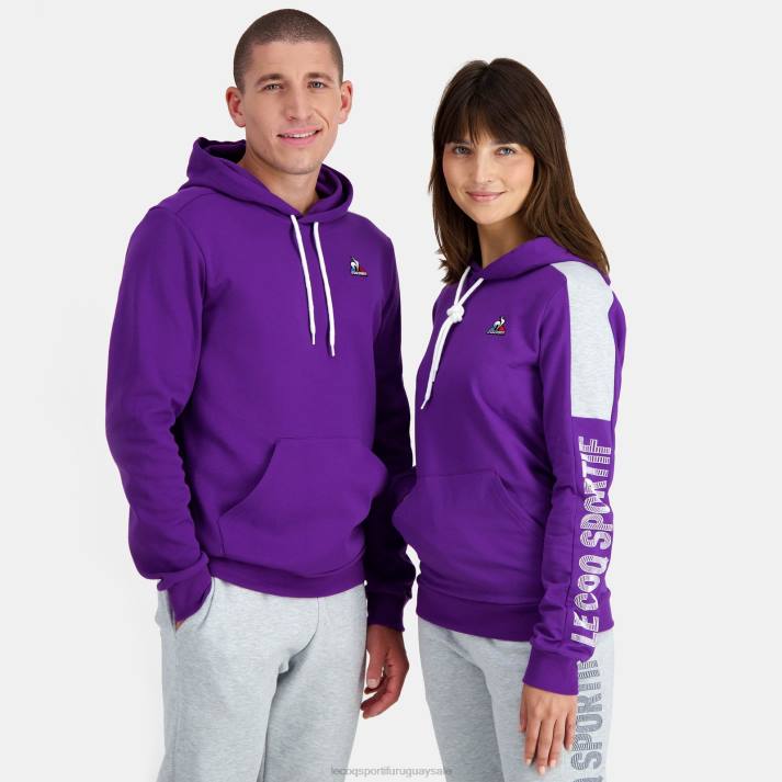 ropa XFVP442 hombres Le Coq Sportif sudadera con capucha violeta