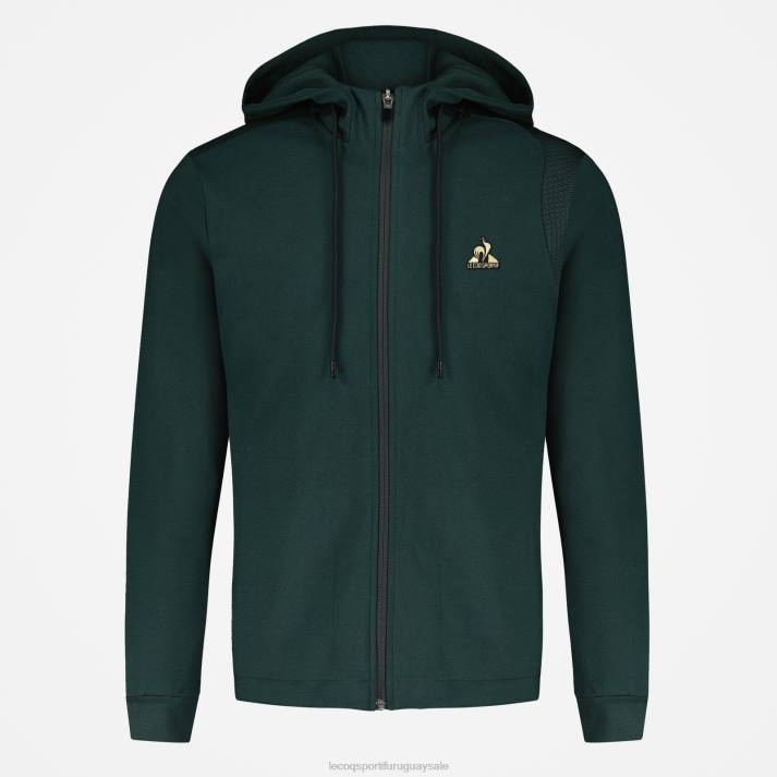 ropa XFVP462 hombres Le Coq Sportif sudadera con capucha y cremallera verde