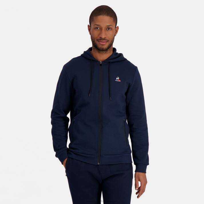 ropa XFVP47 hombres Le Coq Sportif sudadera con capucha y cremallera azul