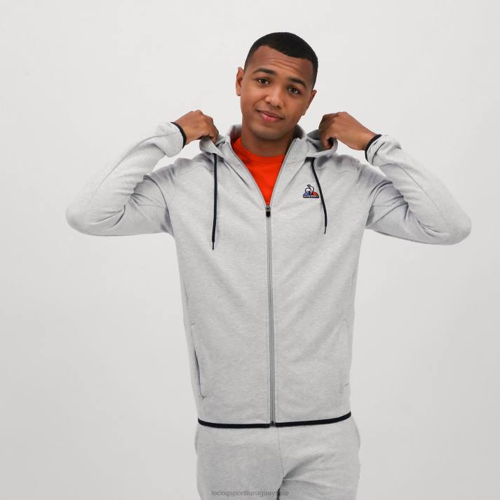 ropa XFVP485 hombres Le Coq Sportif sudadera con capucha y cremallera gris