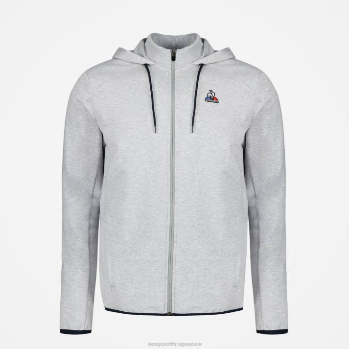 ropa XFVP485 hombres Le Coq Sportif sudadera con capucha y cremallera gris