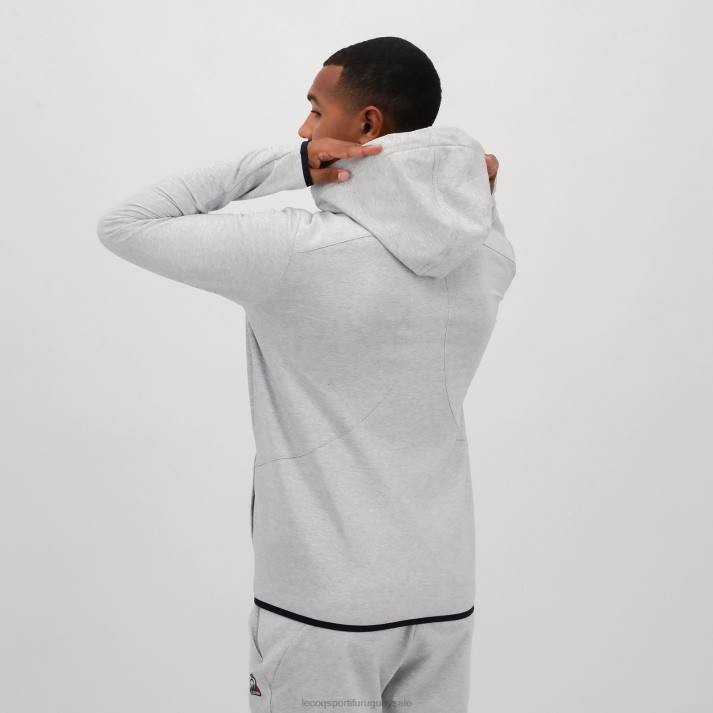 ropa XFVP485 hombres Le Coq Sportif sudadera con capucha y cremallera gris