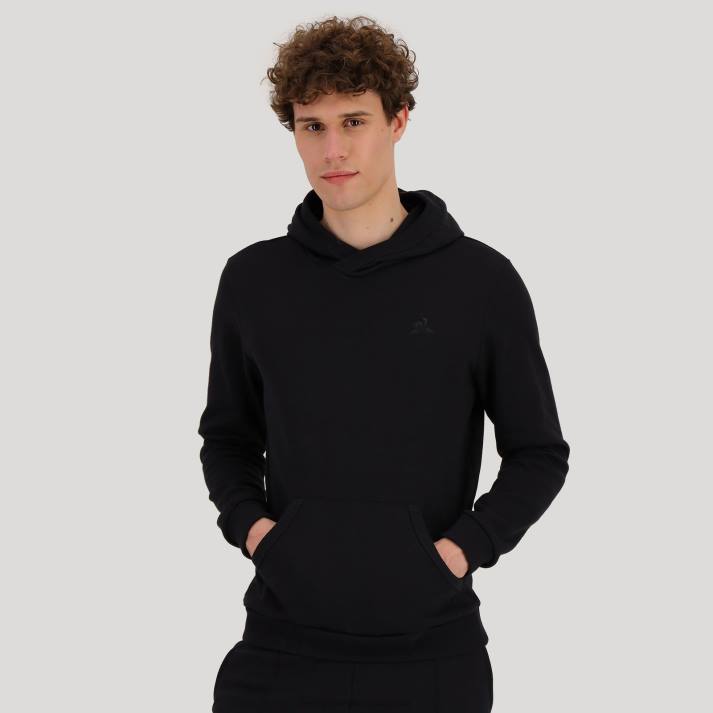 ropa XFVP493 hombres Le Coq Sportif sudadera con capucha negra