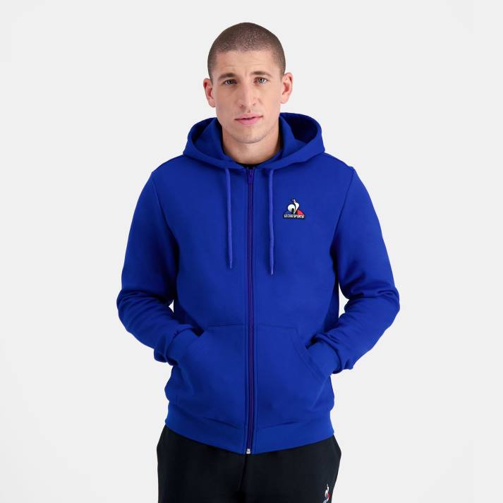 ropa XFVP54 hombres Le Coq Sportif sudadera con capucha y cremallera azul