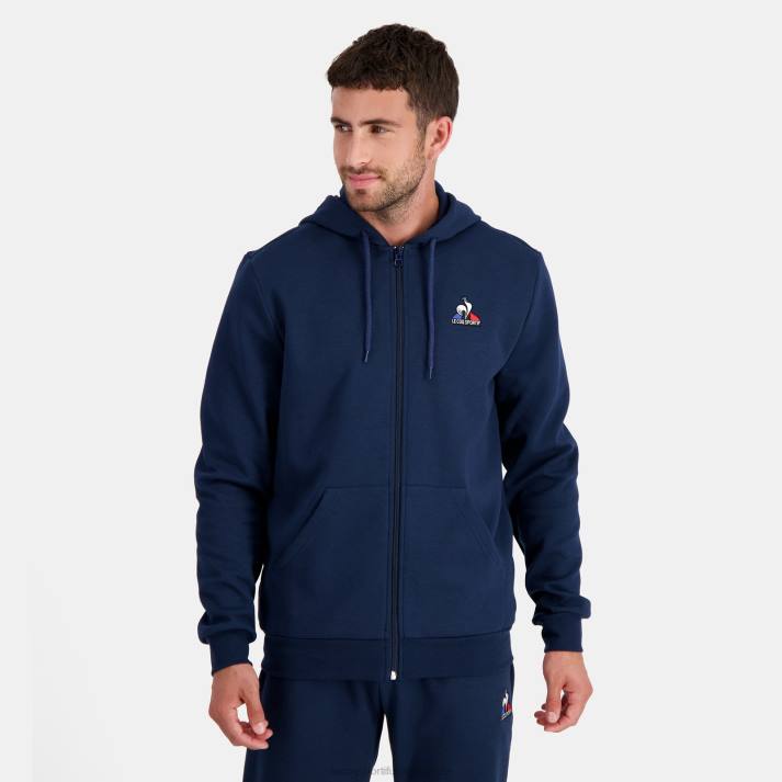 ropa XFVP55 hombres Le Coq Sportif sudadera con capucha y cremallera azul