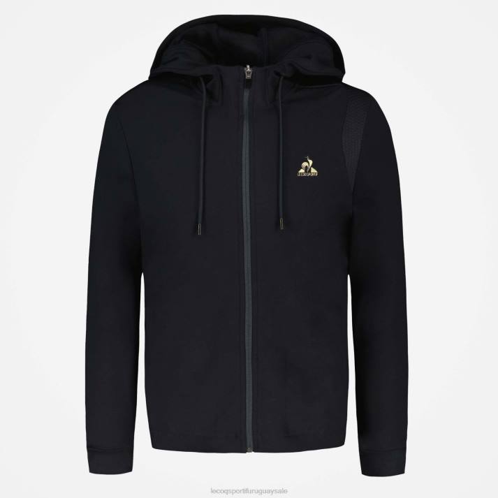 ropa XFVP70 hombres Le Coq Sportif sudadera con capucha y cremallera negra