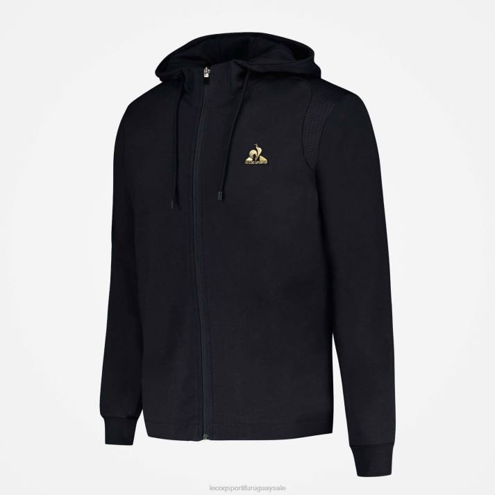 ropa XFVP70 hombres Le Coq Sportif sudadera con capucha y cremallera negra