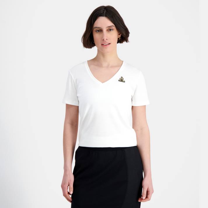 ropa XFVP352 mujer Le Coq Sportif camiseta blanca