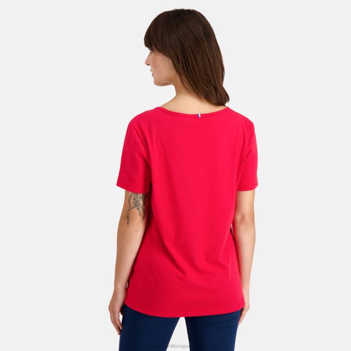 ropa XFVP596 mujer Le Coq Sportif camiseta roja
