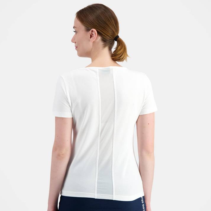 ropa XFVP608 mujer Le Coq Sportif camiseta blanca
