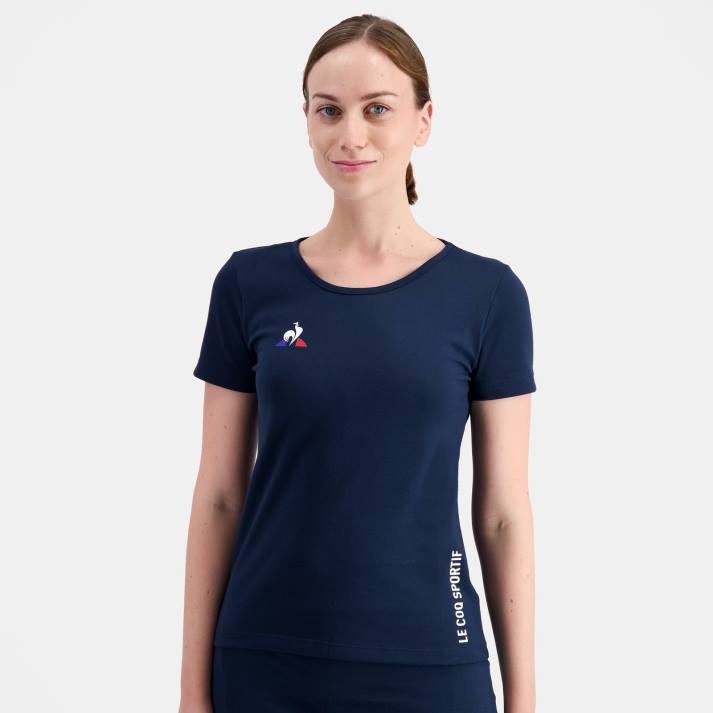 ropa XFVP609 mujer Le Coq Sportif camiseta azul