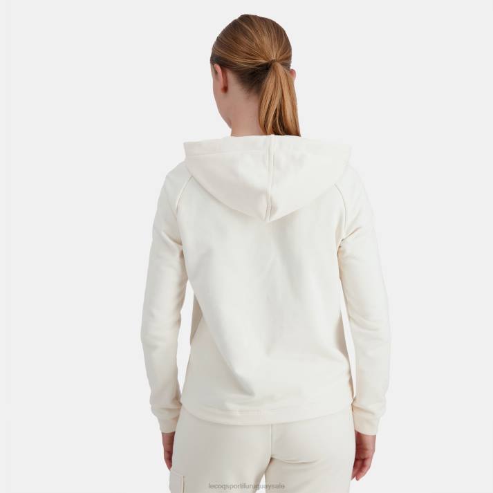 ropa XFVP309 mujer Le Coq Sportif sudadera con capucha y cremallera blanca
