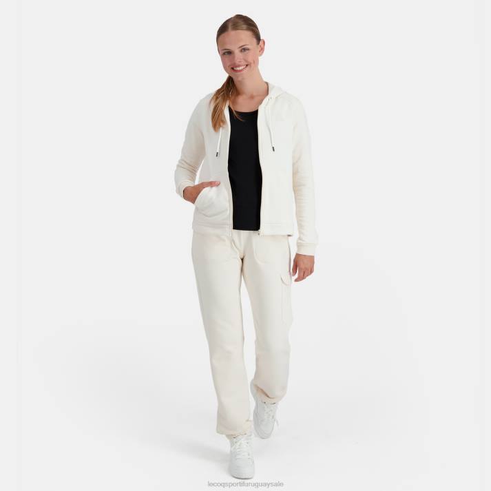 ropa XFVP309 mujer Le Coq Sportif sudadera con capucha y cremallera blanca