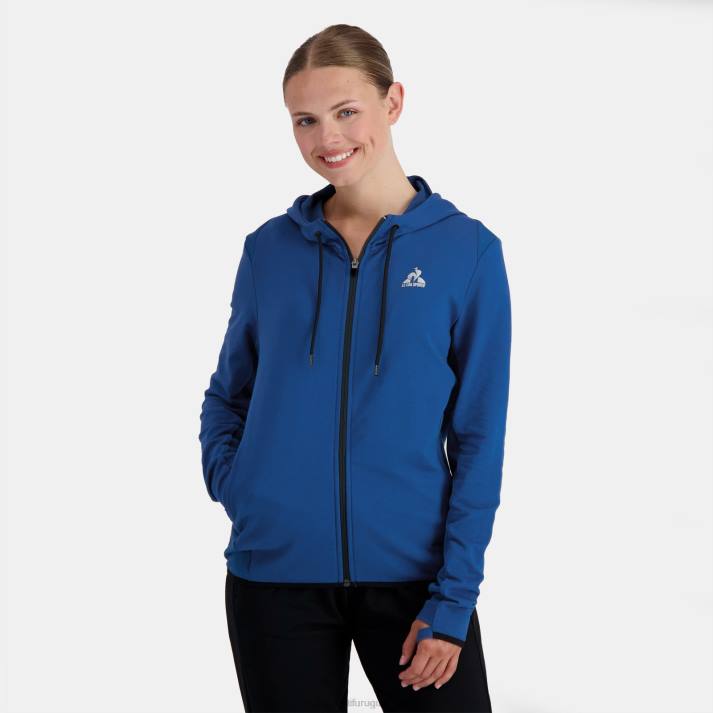 ropa XFVP315 mujer Le Coq Sportif sudadera con capucha y cremallera azul