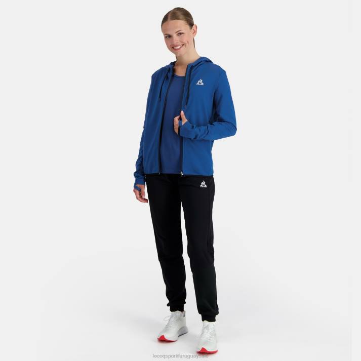 ropa XFVP315 mujer Le Coq Sportif sudadera con capucha y cremallera azul