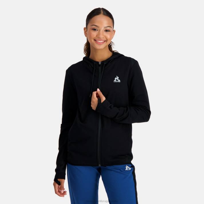 ropa XFVP316 mujer Le Coq Sportif sudadera con capucha y cremallera negra