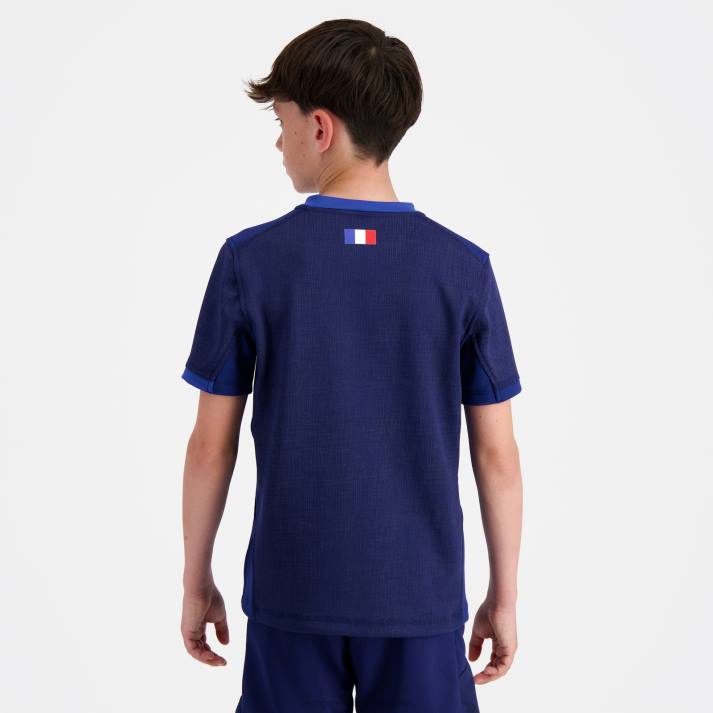 ropa XFVP694 niños Le Coq Sportif réplica camiseta xv de france - copa del mundo de rugby 2023 azul