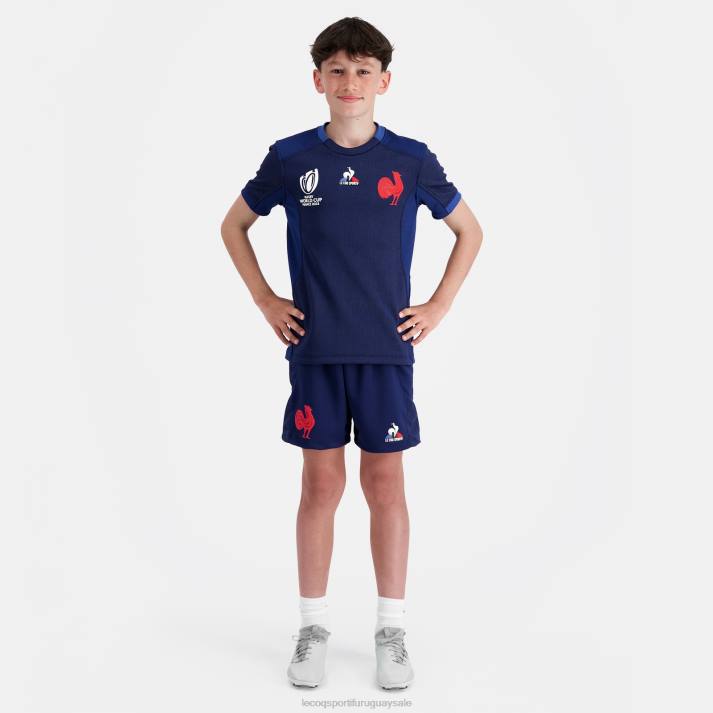 ropa XFVP694 niños Le Coq Sportif réplica camiseta xv de france - copa del mundo de rugby 2023 azul