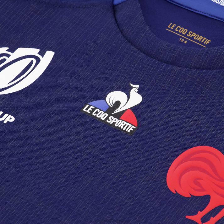 ropa XFVP694 niños Le Coq Sportif réplica camiseta xv de france - copa del mundo de rugby 2023 azul