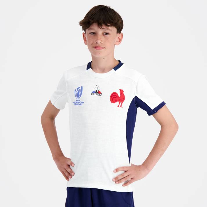 ropa XFVP695 niños Le Coq Sportif réplica camiseta xv de france - copa del mundo de rugby 2023 blanco
