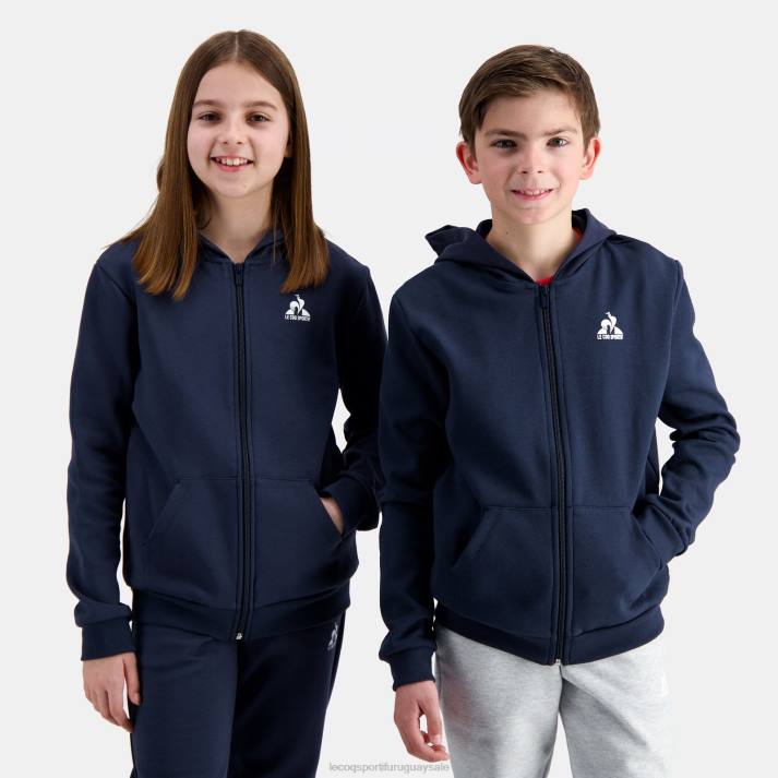 ropa XFVP398 niños Le Coq Sportif sudadera con capucha y cremallera azul