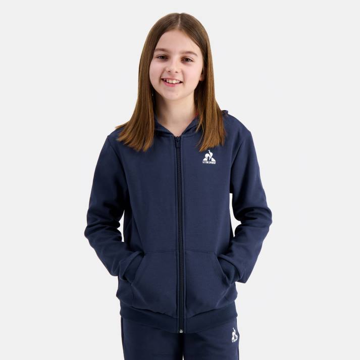 ropa XFVP398 niños Le Coq Sportif sudadera con capucha y cremallera azul