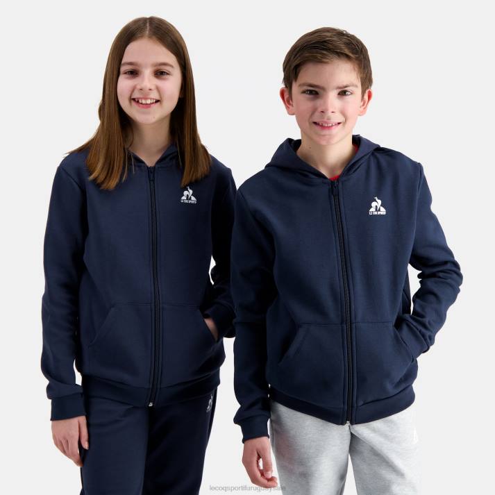 ropa XFVP398 niños Le Coq Sportif sudadera con capucha y cremallera azul
