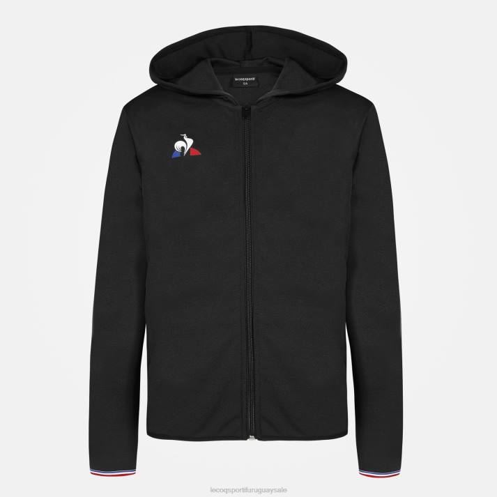 ropa XFVP400 niños Le Coq Sportif sudadera con capucha y cremallera negra