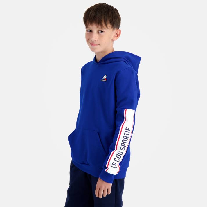 ropa XFVP653 niños Le Coq Sportif sudadera con capucha azul