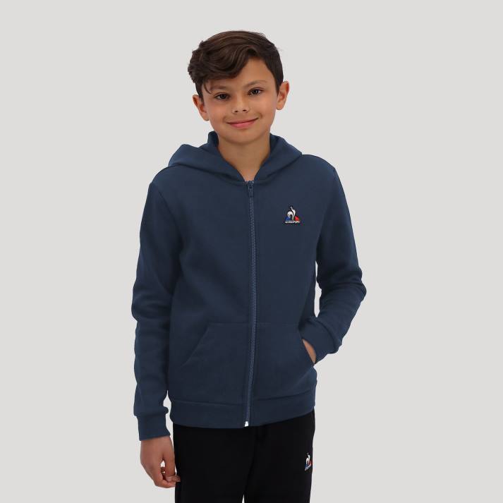 ropa XFVP670 niños Le Coq Sportif sudadera con capucha y cremallera azul
